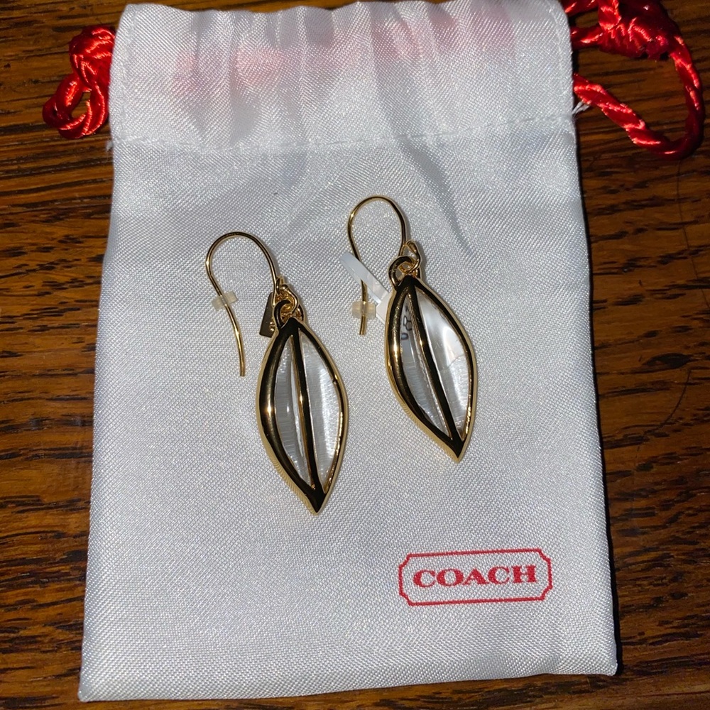 NWT Coach Gold Plated Drop Earrings